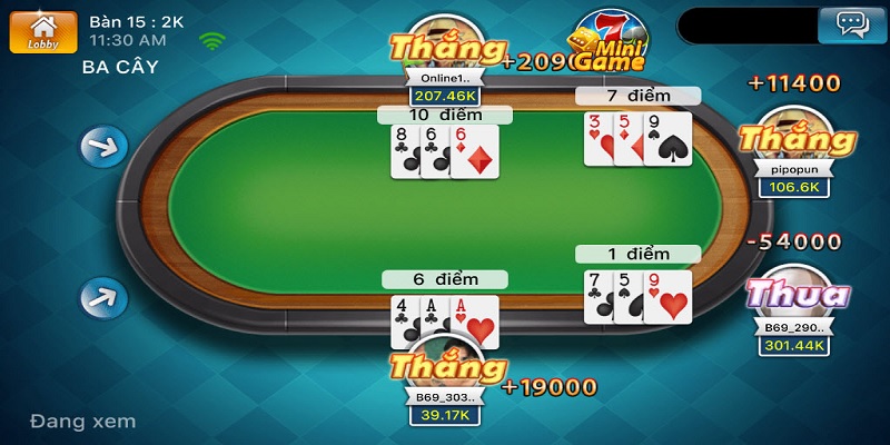 Sảnh game đánh bài 3 cây Online luôn nhận được sự quan tâm đặc biệt của bet thủ